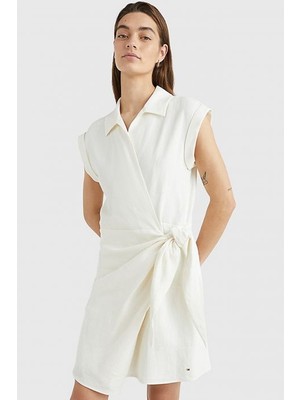 Tommy Hilfiger Lınen Sleeveless Wrap Dress