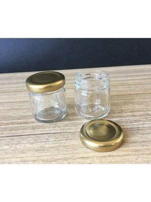 Mobilreyon - 50 Adet 40 cc Cam Kavanoz - Gold Kapak - Hediyelik, Hobi, Düğün, Nişan-Mini Kavanoz