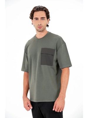 gmg firenze Bisiklet Yaka Garni Cepli Erkek T-Shirt