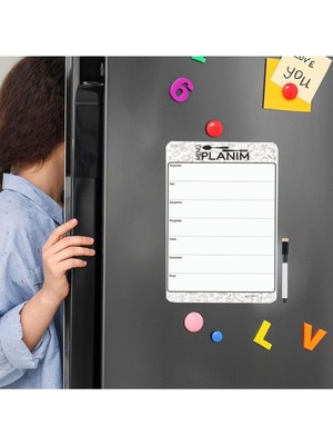 Dünya Magnet Hafalık Menü Magnet Planlayıcı, Katlanabilir Silinebilir Mıknatıslı Yazı Tahtası Kalem