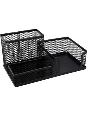 Tıptop Offıce Tel Metal Kalemlik, 3 Bölmeli, Siyah