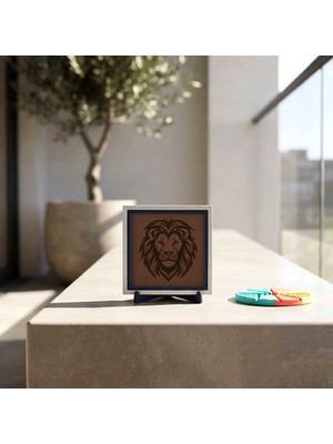 Miaju Aslan Motifli Modern Dekoratif Obje, Ev ve Ofis Dekorasyonu Için Asil Masaüstü Aksesuarı 10X10 cm