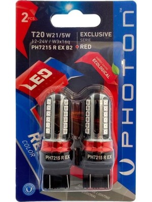 Photon T20 21/5W Çift Duy Red Kırmızı Can-Bus Exclusıve Serıe PH7215 R Ex