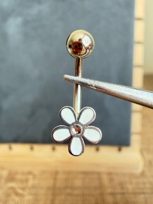 Zadenza Gold %100 316 L Cerrahi Çelik Papatya 10X1,6MM  Göbek Piercingi