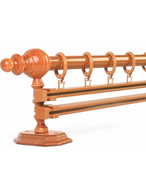 Meşe Çift Raylı Ahşap Rustik Perde Askısı (300 Cm)