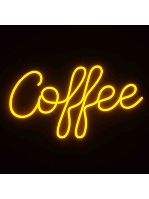 Coffee Yazılı Neon LED Duvar Lambası – Büyük Boy (40X23 Cm), Amber Renk, Duvara Monte & Adaptörlü
