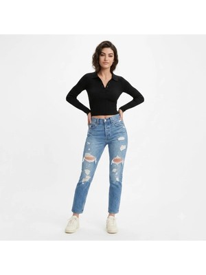 Levi's 501® ® Crop Kadın Jean Pantolon Yırtık DETAYLI-0241