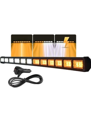 Cama Çakar Beyaz Turuncu LED Flaş Çakmaklık Girişl 114 cm 19 Mod Araç Içi Ön Arka Cam Araç Dışı Tepe Izgara Acil Ikaz Sinyal Uyarı Yönlendirme Spot Drl Gece Gündüz Çalışan Lamba