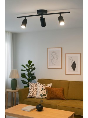 Spoti Modern Tasarım Salon - Mutfak - Banyo Spot Ledli Sıralı Avize (Siyah, 60 Cm, 3000, Kelvin)