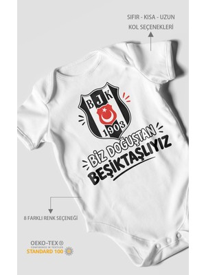 Morivo Kids Biz Doğuştan Beşiktaşlıyız Kısa Kollu Bebek Body %100 Pamuk