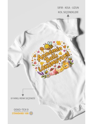 Morivo Kids Annemin Ballı Lokumuyum Kısa Kollu Bebek Body %100 Pamuk