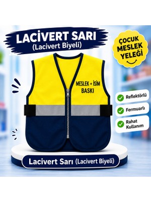 Teknik Kişiye Özel Meslek ve Isim Baskılı Reflektörlü Çocuk Meslek Yeleği (Istediğiniz Meslek ve Isim Baskısı)