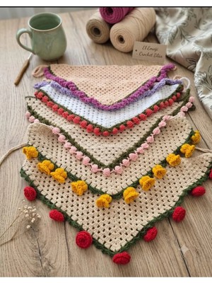 Megahan El Örgü Tığ Işi Yazlık Bandana,plaj Bandana