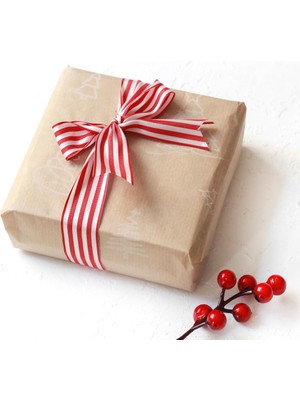 Bimotif 5li Büyük Boy Ambalaj, Paket Kağıdı, 70X100 cm Çam Desenli, Kraft-Beyaz