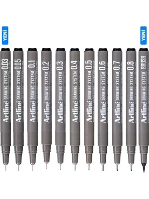 Artline Drawing System Teknik Çizim Kalemi 11'li Tam Set