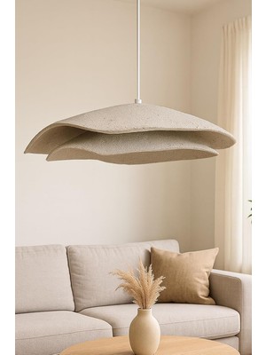 Karbon Beton Avize Tekli Sarkıt Modern Tavan Aydınlatma, E27 Duy, 50×65 Cm, 65 cm Yükseklik –