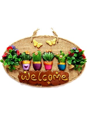 Çiçeklerin Büyüsü Welcome Yazılı Kapı ve Duvar Süsü