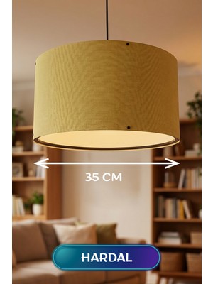 Tech Butiq Hardal Kumaş Başlıklı Sarkıt Avize 35 cm