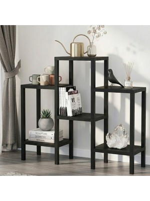 Snippy Omby - 6 Raflı Plastik Mutfak Düzenleyici Çiçeklik Banyo Rafı Ayakkabılık Kitaplık Piramit Model Organizer