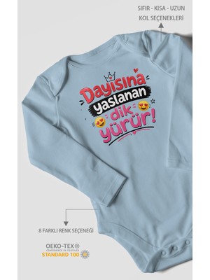 Morivo Kids Dayısına Yaslanan Dik Yürür Uzun Kollu Çıtçıtlı Bebek Body