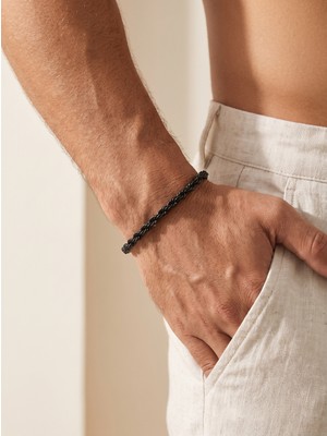 Parmas Design Çelik Zincir Erkek Hediye Bileklik Rope Halat 6mm 01902