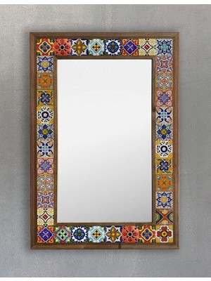 AyrStore Oscar Stone Decor Masif Çerçeveli Mozaik Taş Ayna 43 cm x 63 cm Mexican