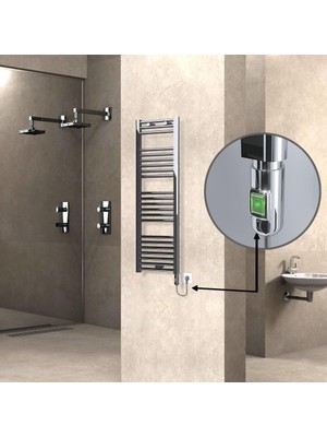 AyrStore Haiti Elektrikli Havlupan 400X1200 Düz Krom (On/off Düğmeli) 300 Watt