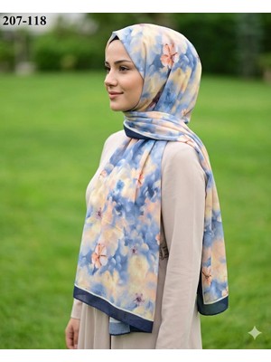 Moon Scarf Bambu Kraş Pamuk Şal (Lacivert) 207-118