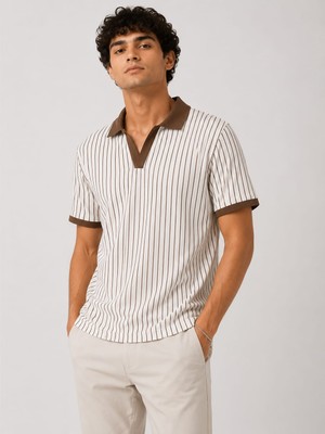 Zengoll & Ramires Polo Yaka Çizgili Premium Rahat Günlük Şık Erkek T-Shirt
