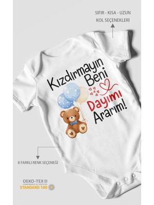 Morivo Kids Kızdırmayın Beni, Dayımı Ararım! Kısa Kollu Bebek Body %100 Pamuk