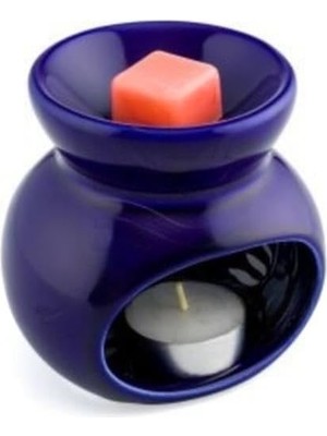 Lacivert Premium Lotus Desenli Seramik Dekoratif Buhurdanlık & Aroma Terapi