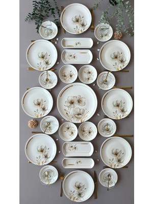 Yiğit Seramik Züccaciye Nevruz Model Rölyefli 8 Kişilik 25 Parça Modern Kahvaltı Takımı