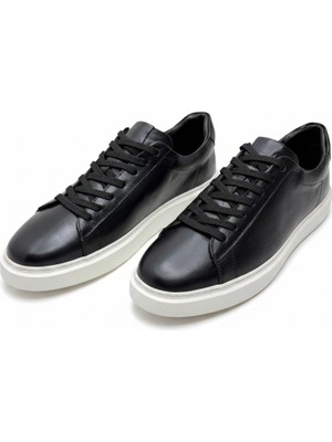 By Barretti Siyah Düz Cilt Deri Büyük Numara Sneaker