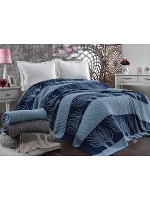 Doux Home Collection Doux Home Ağaç Rekli Desen Triko Yatak Örtüsü 220 x 240