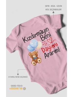 Morivo Kids Kızdırmayın Beni, Dayımı Ararım! Kısa Kollu Bebek Body %100 Pamuk