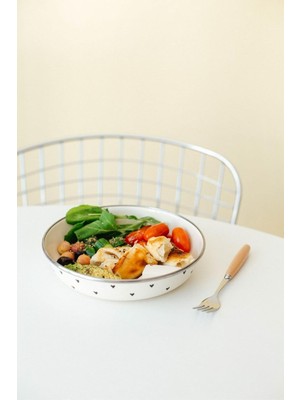 Black Cupid Emaye Bowl Tabağı - Bowl Kase - Salata Kasesi - Sunum Kasesi