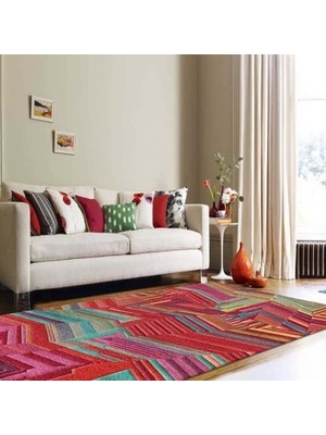 AyrStore Latte Dizayn Aubrees Desenli Kadife Pamuk Tabanlı Yıkanabilen Kaydırmaz Antibakteriyel Salon Hal�