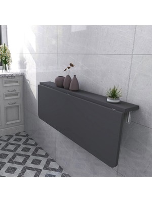 AyrStore Kydonia Home 60X110 cm Oval Köşeli Sabit Raflı Duvara Monte Kırma Katlanır Yemek ve Mutfak Masa