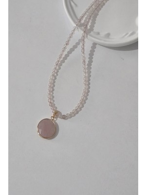 c-bhadu naturel Sertifikalı 4 mm Pembe Kuvars Doğaltaş Kolye