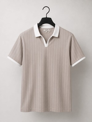 Zengoll & Ramires Polo Yaka Çizgili Premium Rahat Günlük Şık Erkek T-Shirt