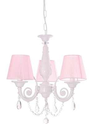 AyrStore Umur Aydınlatma Senay 3'lü Beyaz Pembe Şapkalı Minimalist Tasarım Avize
