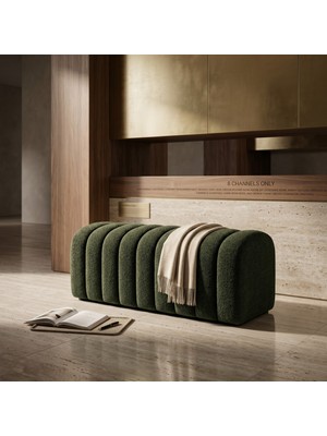 FRAMGAN Luxury Yarma Bench – 8 Yarmalı Gövde, Bej Döşeme, Hol ve Yatak Ucu Için