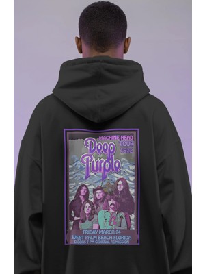 Sevbano Deep Purple Rock Metal Müzik Grubu Sırt Baskılı Unisex Oversize Premium Hoodie