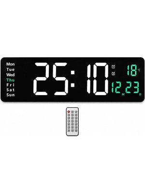AyrStore Kumandalı LED Dijital Duvar Saati Büyük Ekran 39 cm / Geri Sayım Timer, Çift Alarm, Sıcaklık