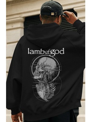 Sevbano Lamb Of God Rock Metal Müzik Grubu Sırt Baskılı Unisex Oversize Premium Hoodie