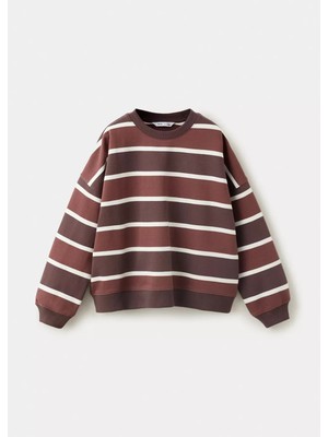 MANGO Kids Çizgili boxy fit sweatshirt