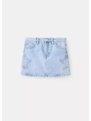 Mango Yıldız Desenli Denim Etek