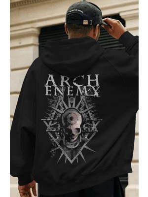 Sevbano Arch Enemy Rock Metal Müzik Grubu Sırt Baskılı Unisex Oversize Premium Hoodie