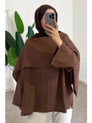 Miraydin Butik Kadın Şal Detay Bel Bağlamalı Bluz M61406 - Kahverengi