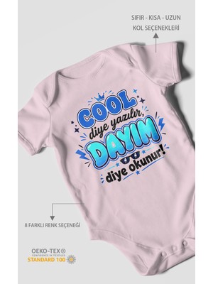 Morivo Kids Cool Diye Yazılır Dayım Diye Okunur Kısa Kollu Bebek Body %100 Pamuk